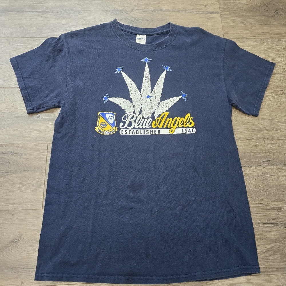 Blue Angels Vintage Tee Unisex Size Medium Navy Blue Gildan Graphic Streetwear